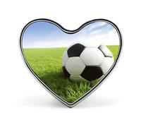 Spilla a forma di palla da calcio su cuore erboso, spilla per donne e uomini, accessori alla moda per cappelli, borse, giacche, cappotti, regali di giorno