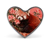 Spilla a forma di panda rosso tra le azalee, graziosa spilla a forma di cuore, unisex, in metallo smaltato, per abbigliamento, cappelli, borse e zaini.