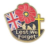 Spilla a forma di papavero, idea regalo per veterani, bandiera Union Jack, memorabilia UK Lest We Forget