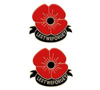 Spilla a forma di papavero per il giorno della commemorazione, Lest We Forget Poppy Flower, spilla per il seno, per la domenica, con fiore rosso, con strass