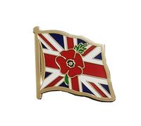 Spilla a forma di papavero rosso con bandiera Union Jack, per non dimenticare il giorno della memoria, Metallo