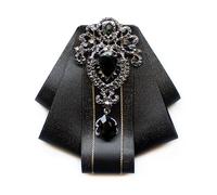 Spilla a forma di papillon pretied da uomo e donna, vintage, con strass di cristallo, papillon, corsetti, camicia, collare, fiocco, cravatta, nastro di seta in poliestere, One Size, come descritto