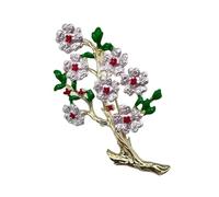 Spilla a forma di peonia in stile vintage con petali smaltati dipinti a mano e perle alla moda punto focale gioielli dichiarazione pezzi lega spilla peonia, Misura unica, come descritto