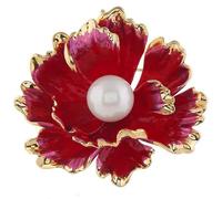 Spilla a forma di peonia rossa, con perle finte, a forma di fiore, per donne, accessori per matrimoni, feste, casual, idea regalo bella e intelligente