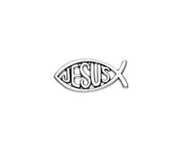 Spilla a forma di pesce di Gesù, color argento, stile cartone animato, gioiello cristiano, spilla da bavero popolare con motociclisti cristiani, spilla smaltata a forma di animale marino, spilla da