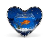 Spilla a forma di pesce rosso in una boccia di vetro, graziosa spilla a forma di cuore, unisex, in metallo smaltato, per abbigliamento, cappelli, borse e zaini.