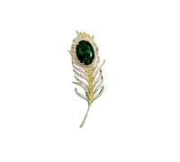 Spilla a forma di piuma con strass da donna, alla moda, con cristalli, delicati, eleganti spille da bavero, accessori per vestito, gioielli con bottoni, corpetto per cappello e borsa, Large, Lega di