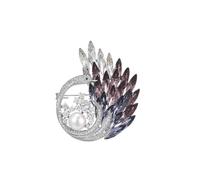 Spilla a forma di piuma di pavone con strass, decorazione squisita, regalo per lei
