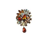 Spilla a forma di piuma di strass Colorato BLING Broche De Imitación Broche Roja Azul Vintage Accesorio Joyería Decoración Regalos Bottoni di cristallo o strass, 7.6x5.3x1, Metallo