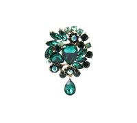 Spilla a forma di piuma di strass Colorato BLING Broche De Imitación Broche Roja Azul Vintage Accesorio Joyería Decoración Regalos Bottoni di cristallo o strass, 7.6x5.3x1, Metallo