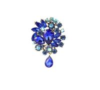 Spilla a forma di piuma di strass Colorato BLING Broche De Imitación Broche Roja Azul Vintage Accesorio Joyería Decoración Regalos Bottoni di cristallo o strass, 7.6x5.3x1, Metallo