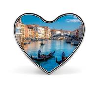 Spilla a forma di Ponte di Rialto, Venezia, Italia, per uomo e donna, con grazioso cuore, ideale per feste e matrimoni.