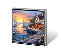 Spilla a forma di porto mediterraneo per uomo e donna, spilla quadrata da colletto e risvolto per giacca elegante.