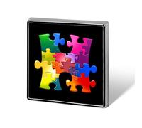 Spilla a forma di puzzle per la consapevolezza dell'autismo, spilla quadrata da bavero per donna e uomo, regalo