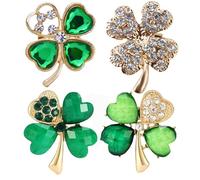 Spilla a Forma di Quadrifoglio Con Strass Verde in Lega di Cristallo - Clip per Sciarpa, Spilla Natalizia, Simbolo di Fortuna per Donne, Festa di Nozze