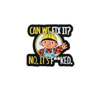 Spilla a forma di ragazzo con scritta "Can We Fix It" per uomo e donna, divertente spilla creativa smaltata simpatica spilla da bavero per giacche, zaini, borse, abbigliamento, distintivi, accessori