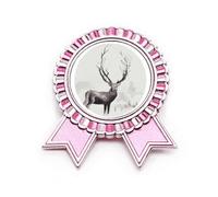 Spilla a forma di renna, effetto artistico, ad acquerello, rosa, per vincitore del premio, Medio, Metallo