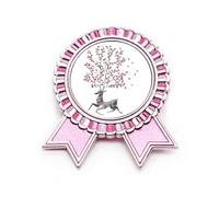 Spilla a forma di renna, effetto artistico, dipinta a mano, rosa, per vincitore del premio, Medio, Metallo