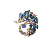 Spilla a forma di riccio con strass per donne e ragazze, unisex, color oro, alla moda, con cristalli blu, accessori per abiti, Pasqua, compleanno, Natale, gioielli