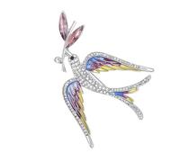 Spilla a forma di rondine delicata con intricato design a ramo in olio a goccia multicolore elegante spilla per gli amanti dei gioielli che gocciola olio rondine spilla ramo, Misura unica, come