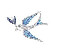 Spilla a forma di rondine di ispirazione vintage con lavorazione a goccia e design a foglia, elegante spilla da bavero per l'uso quotidiano, As show, Zinco