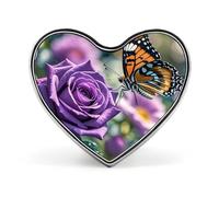 Spilla a forma di rosa viola con una farfalla a forma di cuore, a forma di scimmia che tiene in mano della frutta per zaini o risvolti, per San Valentino, anniversario