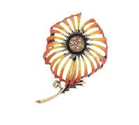 Spilla a forma di sandelioni di cristallo placcato oro antico goccia gioielli a olio petali aperti accessori floreali vintage foglia smalto Statement Pin, Taglia unica, come descritto