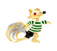 Spilla a forma di scoiattolo con strass color oro esagerato, per donne e uomini, gioielli a forma di animale verde per abiti e feste a tema