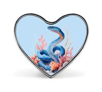 Spilla a forma di serpente marino e corallo, bottone a forma di cuore in alluminio, decorazione per zaini e cappelli