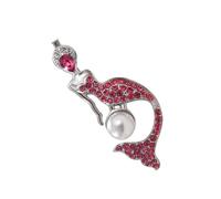 Spilla a forma di sirene con strass colorati, elegante e vivace, accessorio per costumi e feste, Misura unica, come descritto