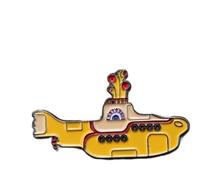 Spilla a forma di sottomarino in smalto giallo, Klein, Metallo non prezioso