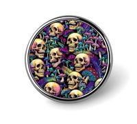 Spilla a forma di spada con teschio multicolore psichedelico, spilla rotonda in metallo per gioielli ornamentali da donna