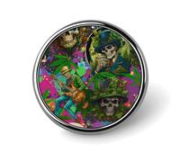 Spilla a forma di spada con teschio multicolore psichedelico, spilla rotonda in metallo per gioielli ornamentali da donna