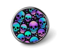 Spilla a forma di spada con teschio multicolore psichedelico, spilla rotonda in metallo per gioielli ornamentali da donna