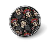 Spilla a forma di spada con teschio multicolore psichedelico, spilla rotonda in metallo per gioielli ornamentali da donna