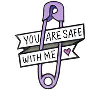 Spilla a forma di spilla a forma di spilla carina con scritta "You Are Safe With Me" smaltata, decorazione per borse, accessori per gioielli, idea regalo, design intelligente