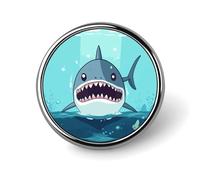 Spilla a forma di squalo che galleggia in acqua, rotonda, smaltata, graziosa, spilla da bavero, decorazione personalizzata, unisex, porta badge per cappelli, borse, camicie