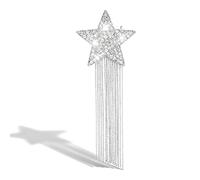 Spilla a forma di stella per le donne con strass nappa spilla argento vintage pin gioielli regali compleanno accessori di Natale, Grande, Zinco, Non pietra preziosa