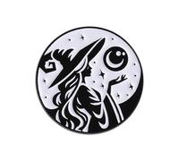 Spilla a forma di strega, gotica, smaltata, stile punk, con gatti neri, accessorio per gioielli per Halloween, decorazione per Halloween, spilla da bavero, One Size, come descritto
