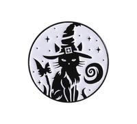 Spilla a forma di strega, stile gotico, smaltata, stile punk, con gatti neri, accessorio per gioielli per Halloween, decorazione per vestito di Halloween, spilla da strega, One Size, come descritto