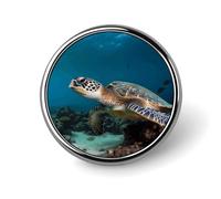 Spilla a forma di tartaruga marina da 2,5 cm, spille da bavero in metallo personalizzate, spilla rotonda leggera, eleganti spille smaltate per camicie, giacche, borse e regali