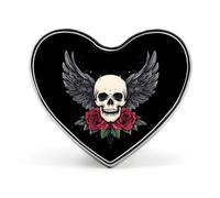 Spilla a forma di teschio con rose e fiori, per donne e uomini, spilla con distintivo a forma di cuore, per feste e matrimoni