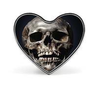 Spilla a forma di teschio di morte, alla moda, a forma di cuore, personalizzata, squisita, in metallo, decorazione a forma di cuore, spilla per abbigliamento, zaino, cappello, giacche