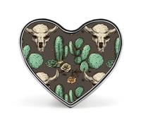Spilla a forma di teschio di toro e cactus carino, spilla a forma di cuore, per donne e uomini, accessori alla moda per cappelli, borse, giacche, cappotti, regali di giorno