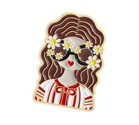 Spilla a forma di testa di ragazza in stile sovietico, in lega di zinco, da collezione, gioielli, regalo per gli amanti della storia, spilla smaltata unica, Einheitsgröße, come descritto