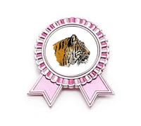 Spilla a forma di testa di tigre, con scritta "Close-up King", rosa, per vincitore del premio, Medio, Metallo