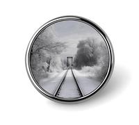 Spilla a forma di treno innevato, spilla rotonda smaltata, spilla da bavero, decorazione per abbigliamento personalizzata, unisex, porta badge per cappelli, borse, camicie, decorazione