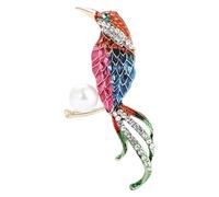 Spilla a forma di uccellino in lega leggera con perle, versatile, accessorio versatile per cappotti, sciarpe, eventi formali, elegante design con chiusura, One Size, come descritto