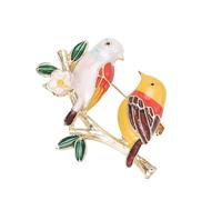 Spilla a forma di uccello su ramo di ispirazione coreana alla moda, smaltata, accessorio alla moda per cappotti, scialli, occasioni speciali, spilla a forma di uccello alla moda, Misura unica, come