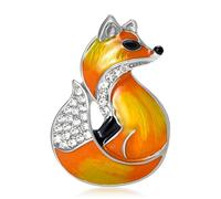 Spilla a forma di volpe con cristalli brillanti, gioiello unico per banchetti, abbigliamento casual e occasioni speciali, accessori per gioielli per feste e banchetti, One Size, come descritto